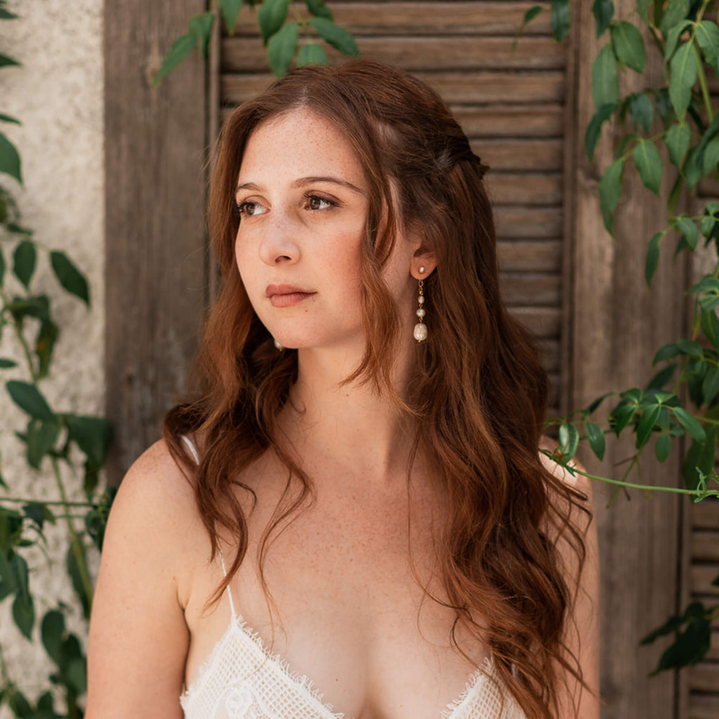 עגילי סיינה - עגילי פנינה בסגנון בוהו | דנה מנצור