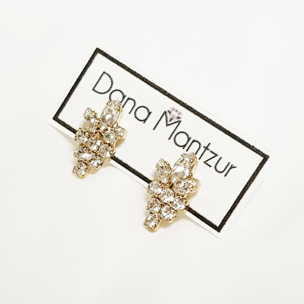 עגילי פירמידה, עגילי קריסטל זהב, דנה מנצור