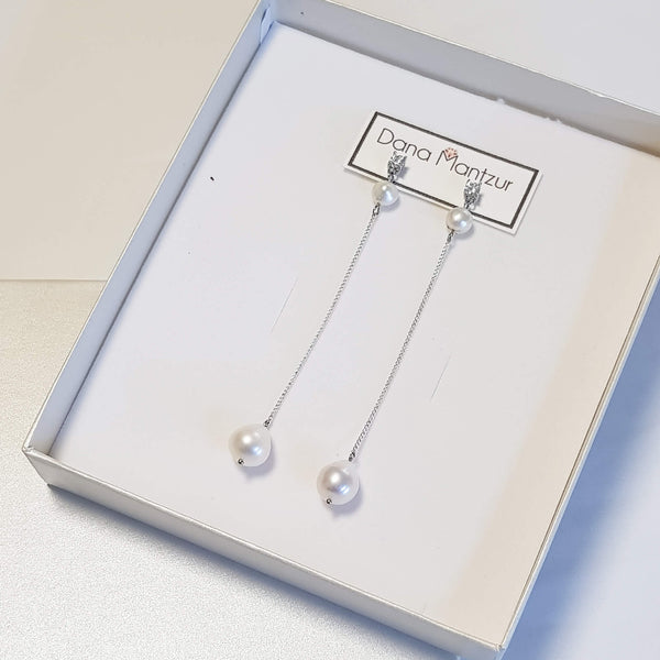 Minimal pearl earrings, Angela Earrings, Dana Mantzur