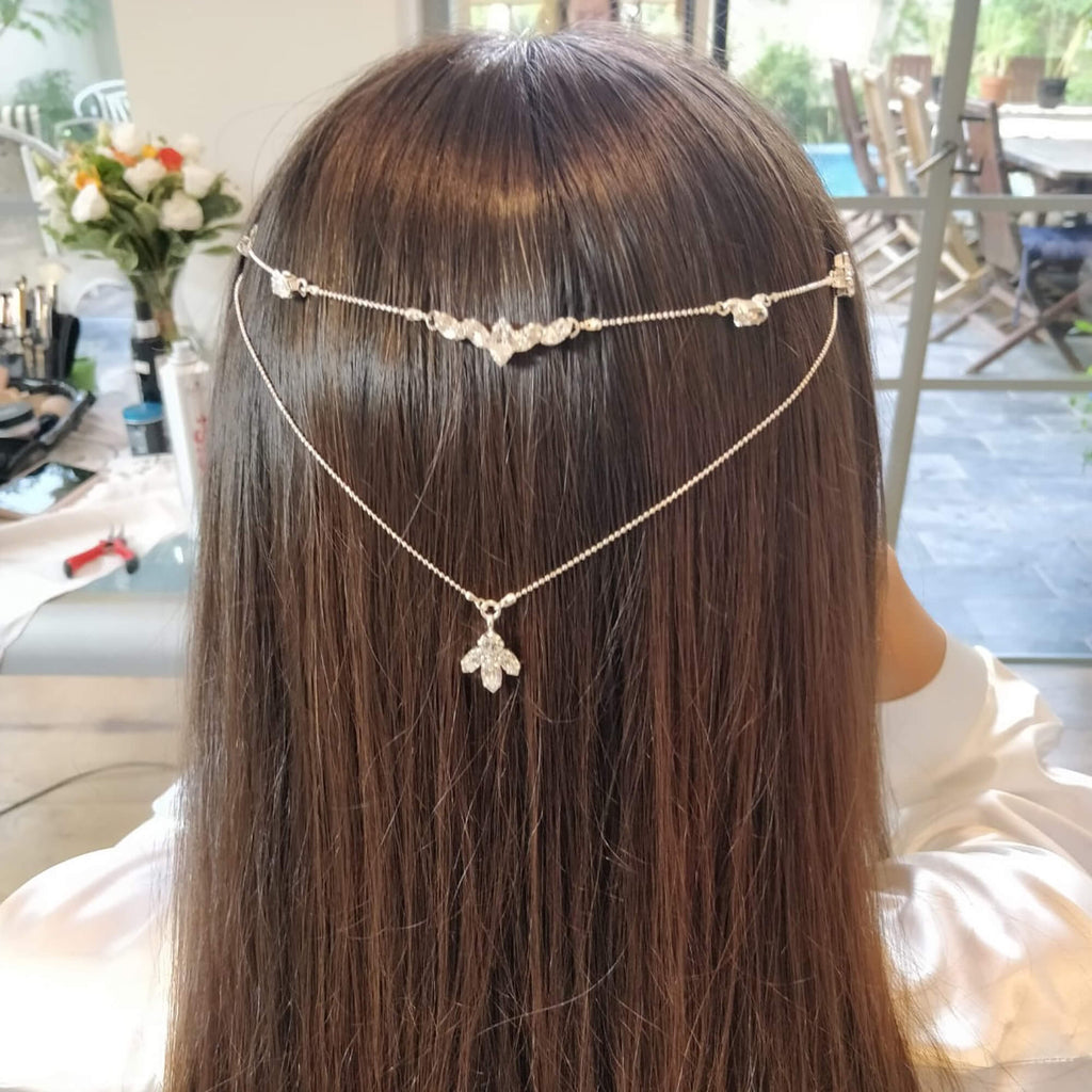 אקססוריז לשיער לכלה, שרשרת שיער כסופה, דנה מנור