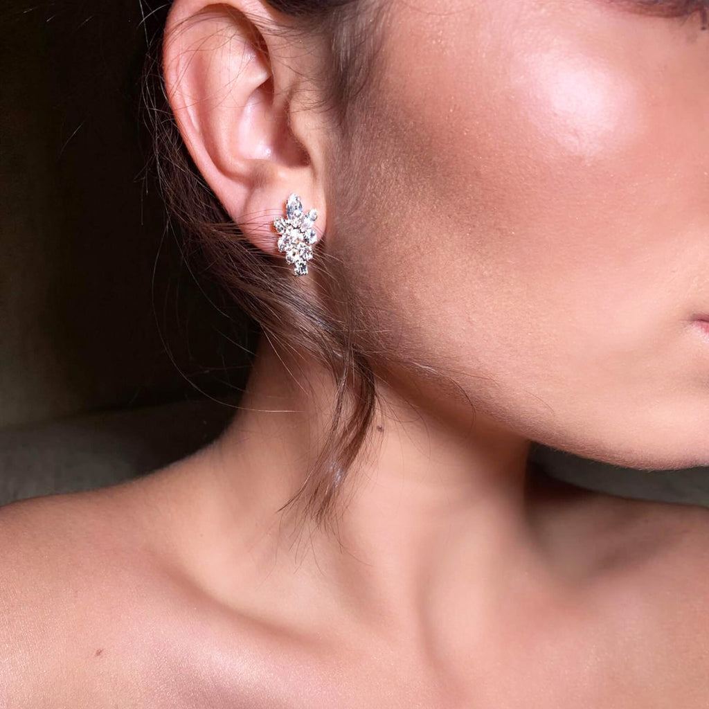 עגילי פירמידה, עגילי קריסטל יהלום צמודים, דנה מנצור