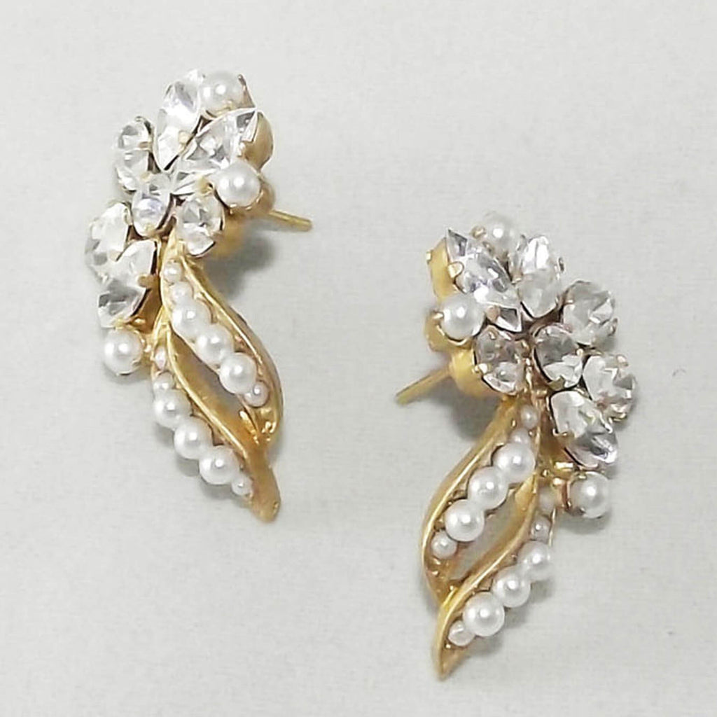 עגילי פנינה וקריסטל