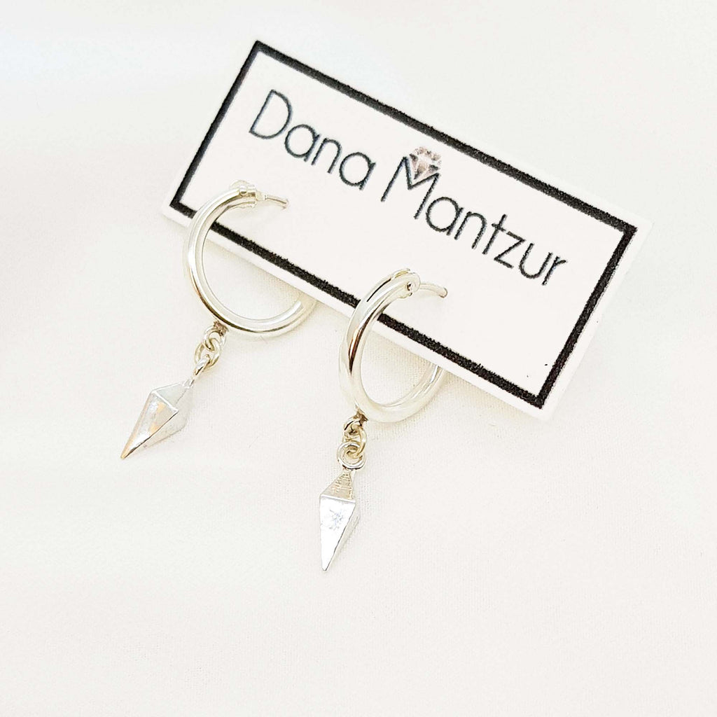 Shannon Earrings, Huggie spike hoop earrings, Dana Mantzur