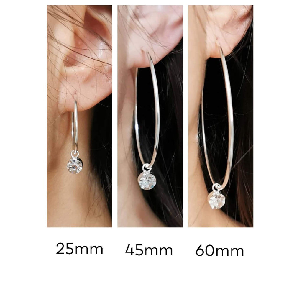 עגילי חישוק דקים עם תליון מכסף - דנה מנצור