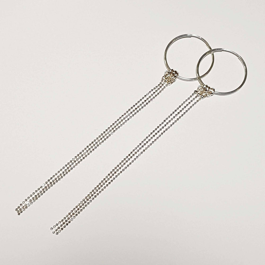 עגילים ארוכים עדינים, עגילי חישוק כסף, דנה מנצור