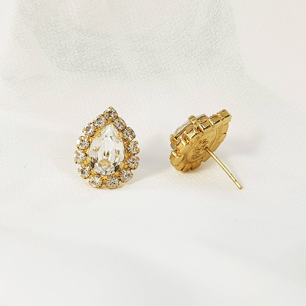 עגילי כפתור טיפת זהב