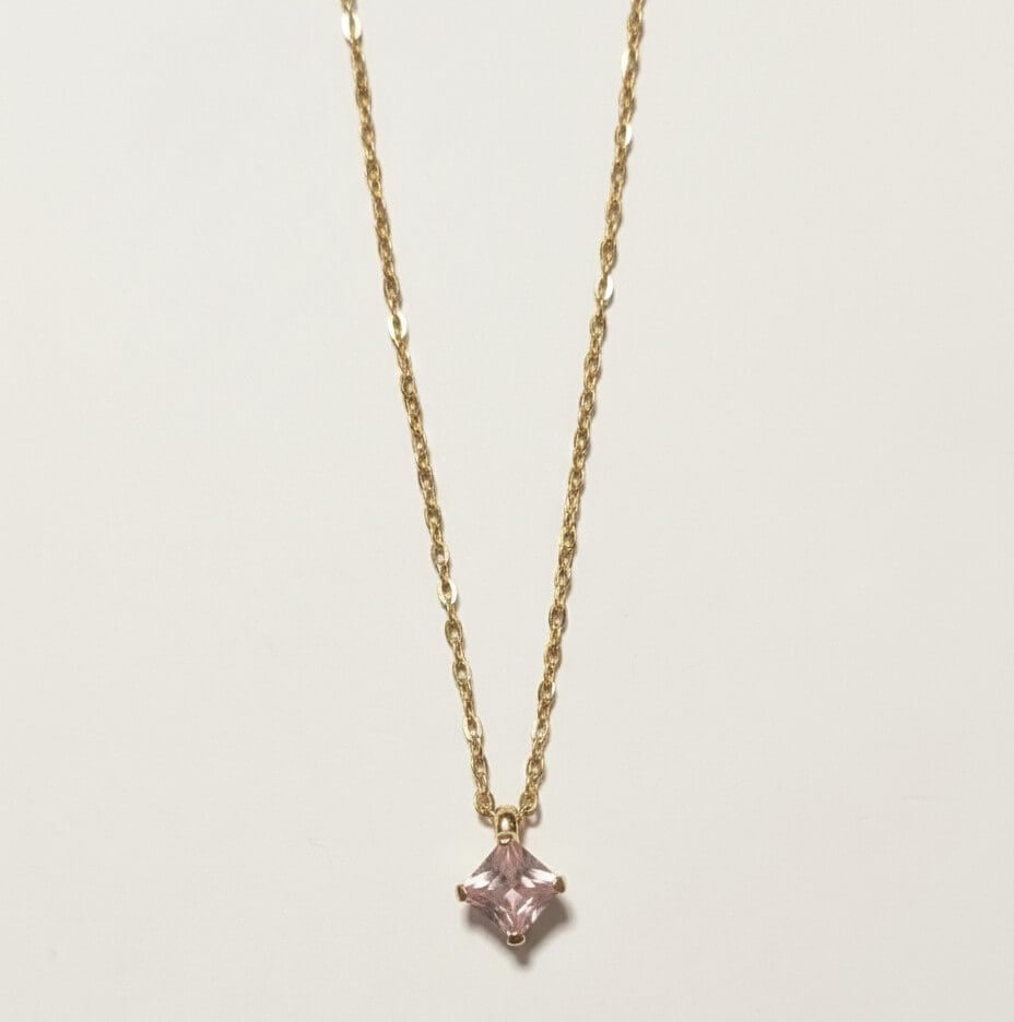 Your choice square gem birthstone gold necklace - Dana Mantzur