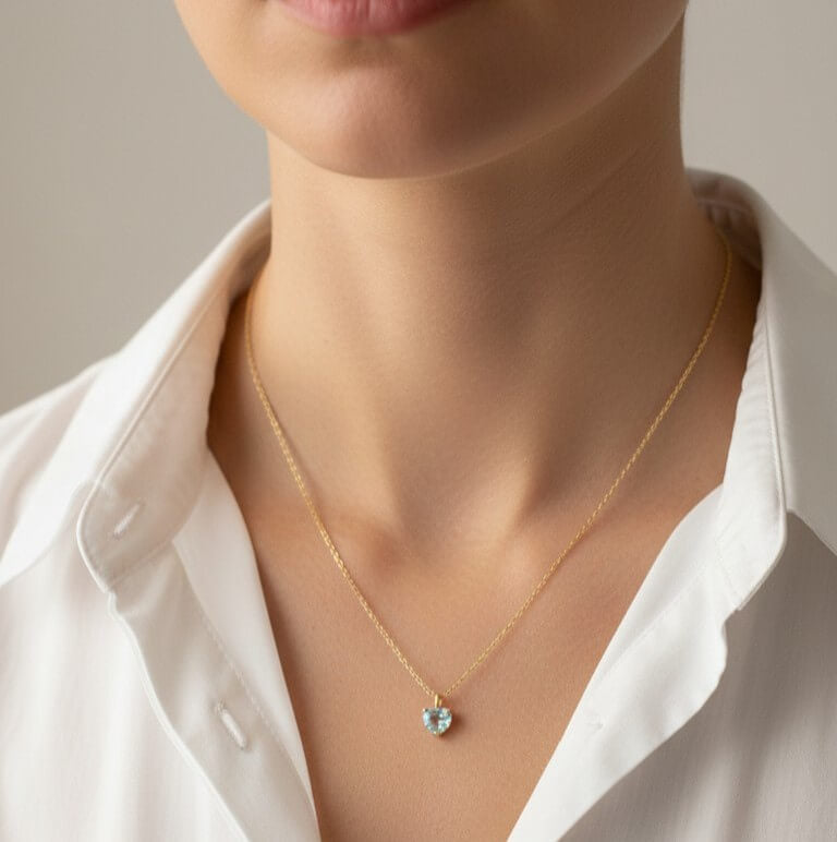 Light blue aquamarine birthstone necklace -Dana Mantzur