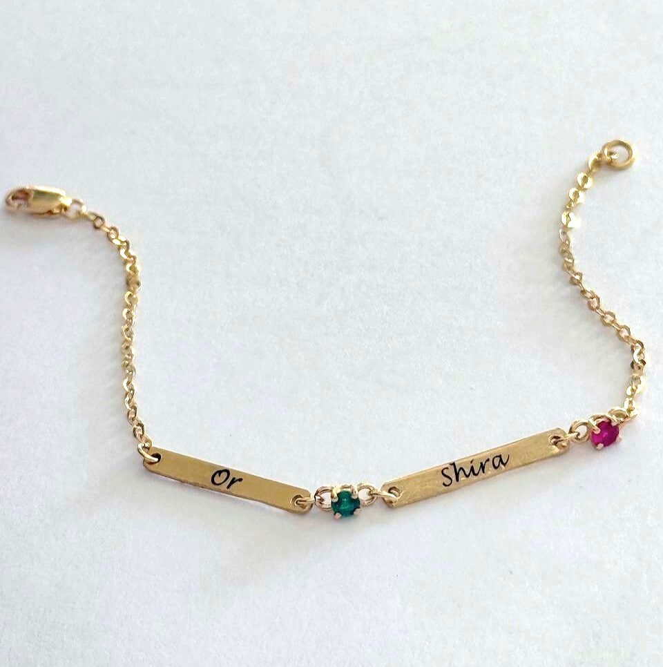 Birthstone Lab grown gem bar Bracelet | Dana Mantzur