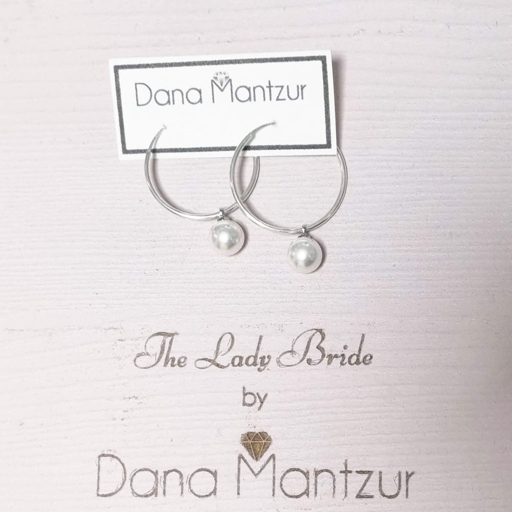 Sterling silver pearl hoops | Dana Mantzur