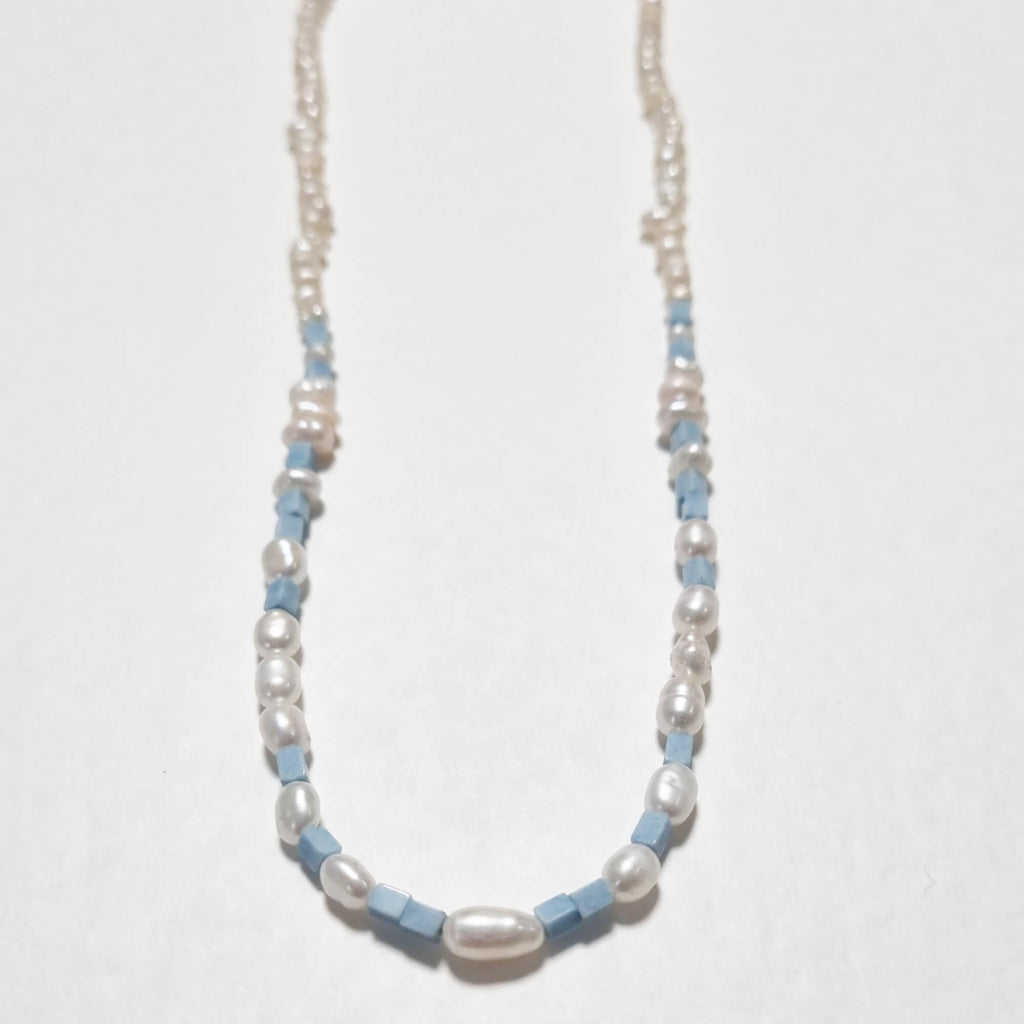 Light Blue Pearl Necklace | Pearl howlite necklace | The Lady Bride