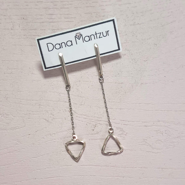 Double Triangle Earrings, Minimalistic long earrings | Dana Mantzur