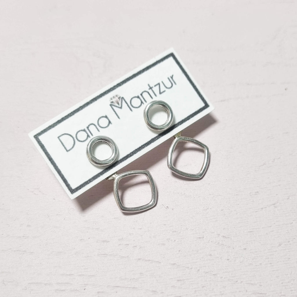 Geometric ear jacket: Silver ear jackets earrings | Dana Mantzur