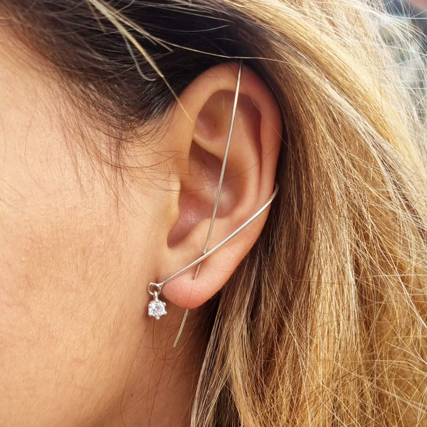 X ear climber: Silver Big Ear wrap earring| Dana Mantzur