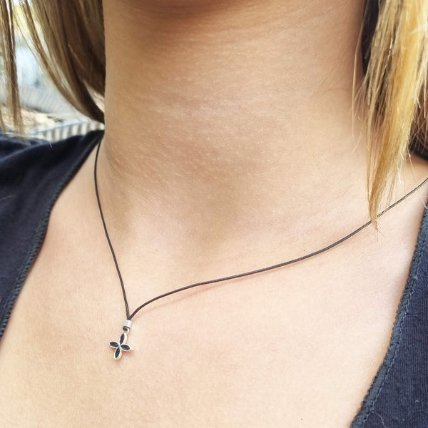 Black flower Necklace Adjustable cord Necklace  | The Lady Bride
