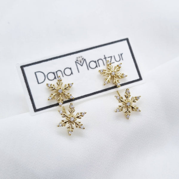 Gold snowflake ear jackets, Aysen Ear jackets, Dana Mantzur