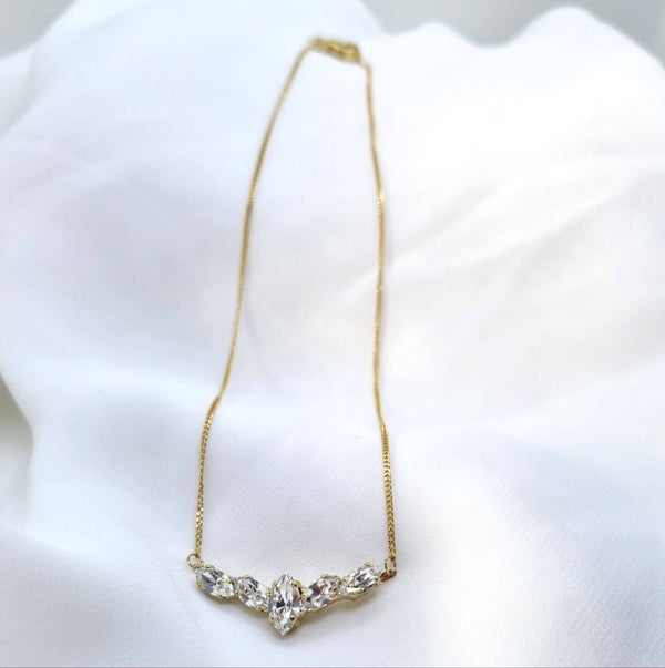 Trang necklace | Gold Swarovski Crystal pendant necklace | The Lady Bride