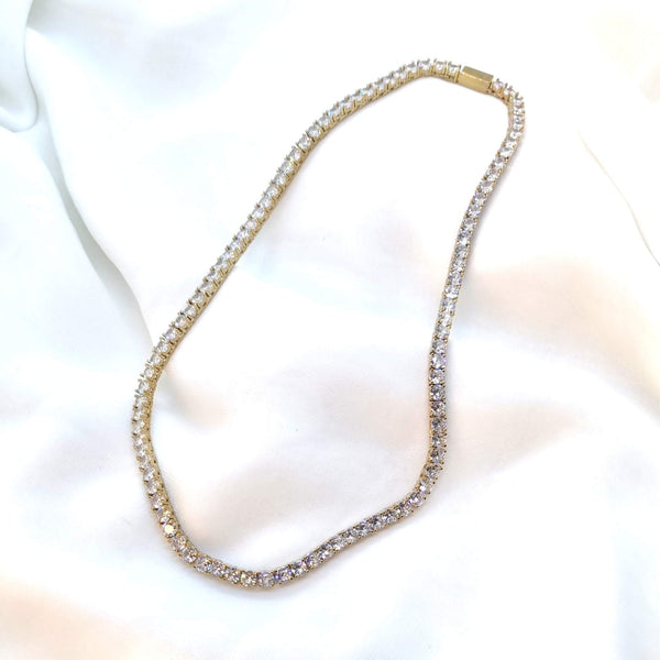 Gold Tennis necklace, Rhinestone choker Necklace | Dana Mantzur