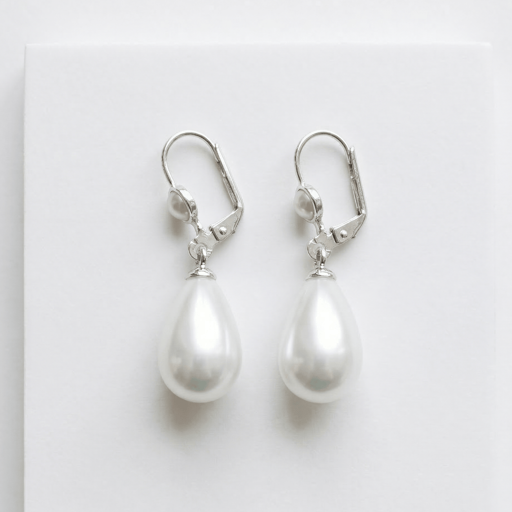 עגילי פנינה מכסף לכלה