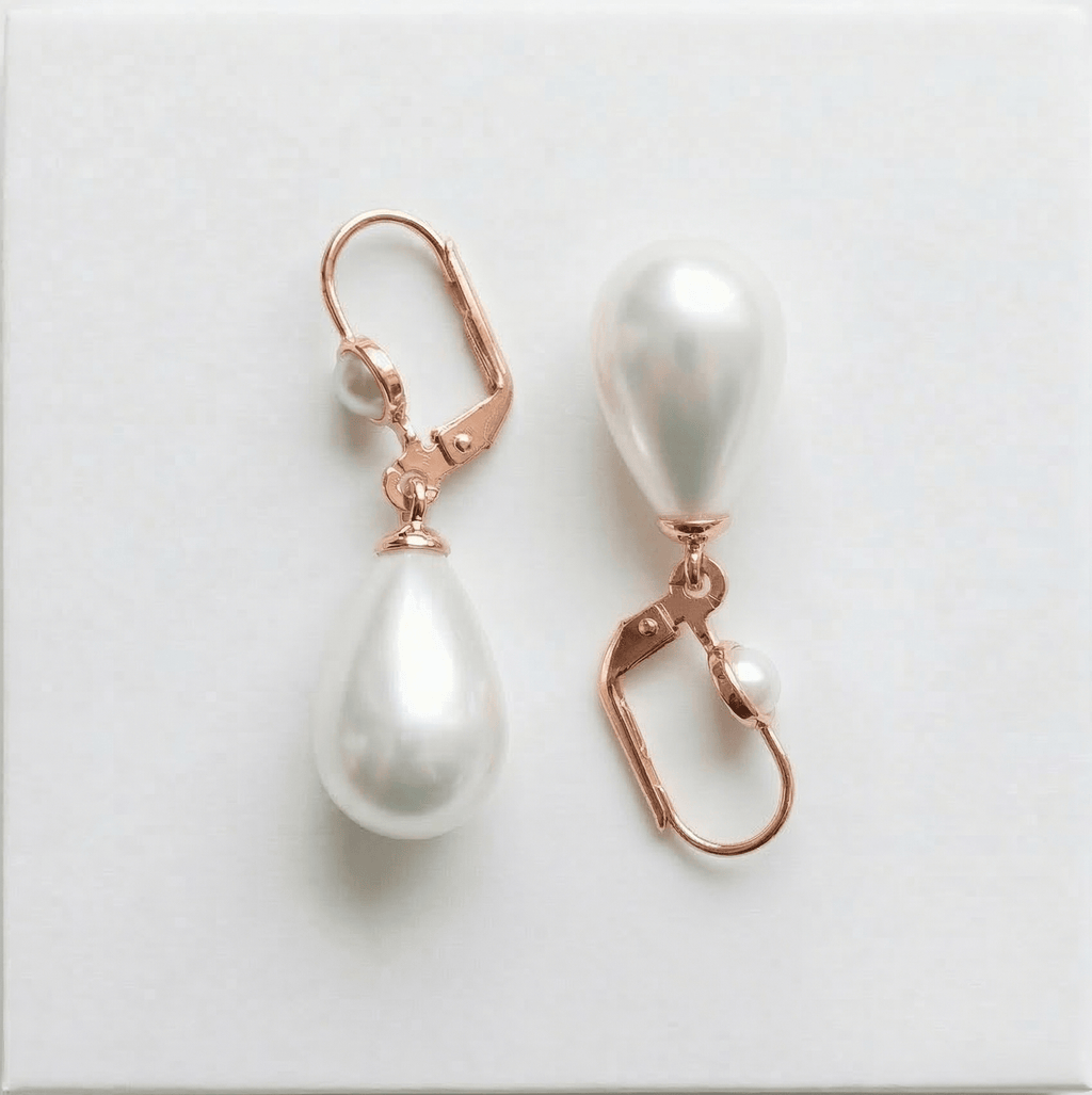 עגילי פנינה מזהב ורוד