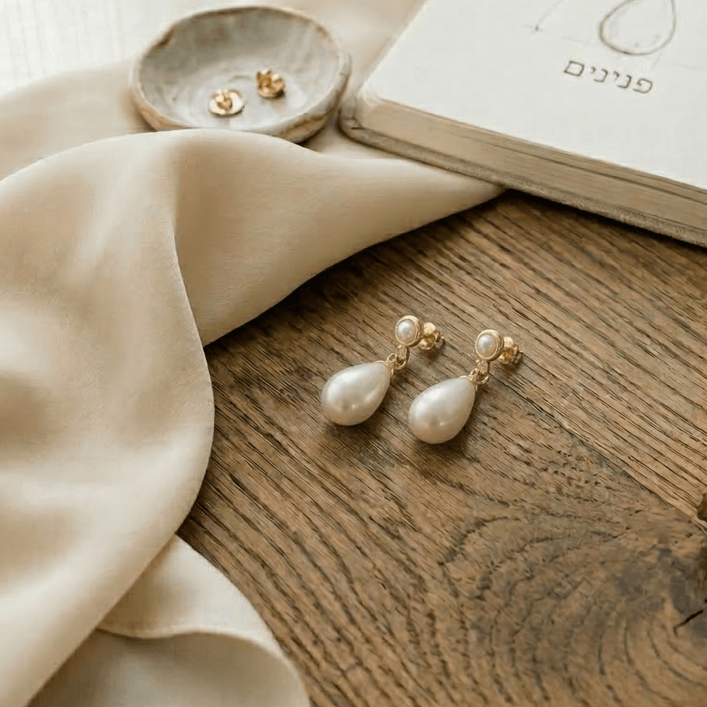 עגילי פנינה צמודים