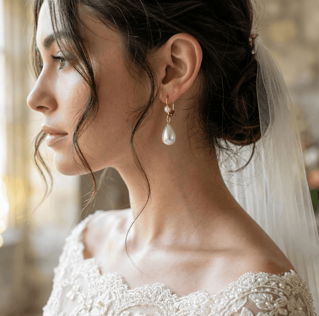 Teardrop Majorca Pearl Earrings: Bridal Drop Earrings | Dana Mantzur Teardrop Majorca Pearl Earrings: Bridal Drop Earrings | Dana Mantzur