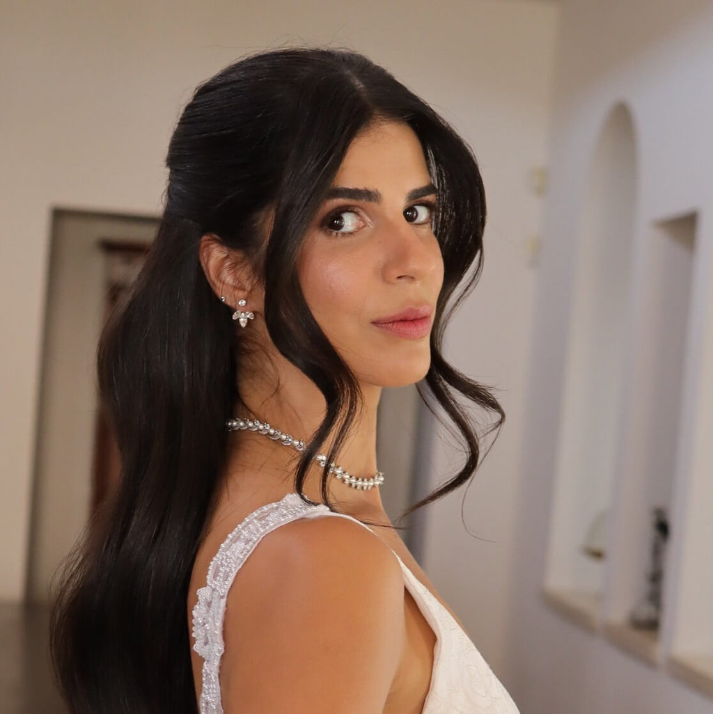 PEARL zirconia necklace, Bridal zirconia necklace | Dana Mantzur