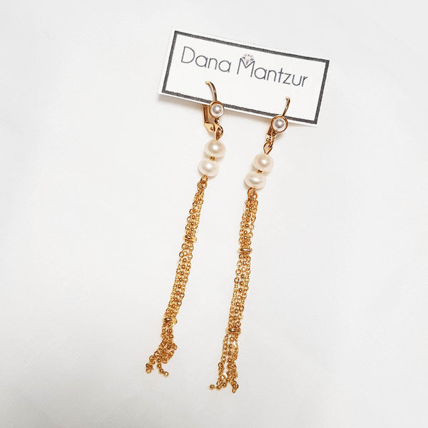 Dainty gold Fringe Earrings, Jenna Earrings, Dana Mantzur