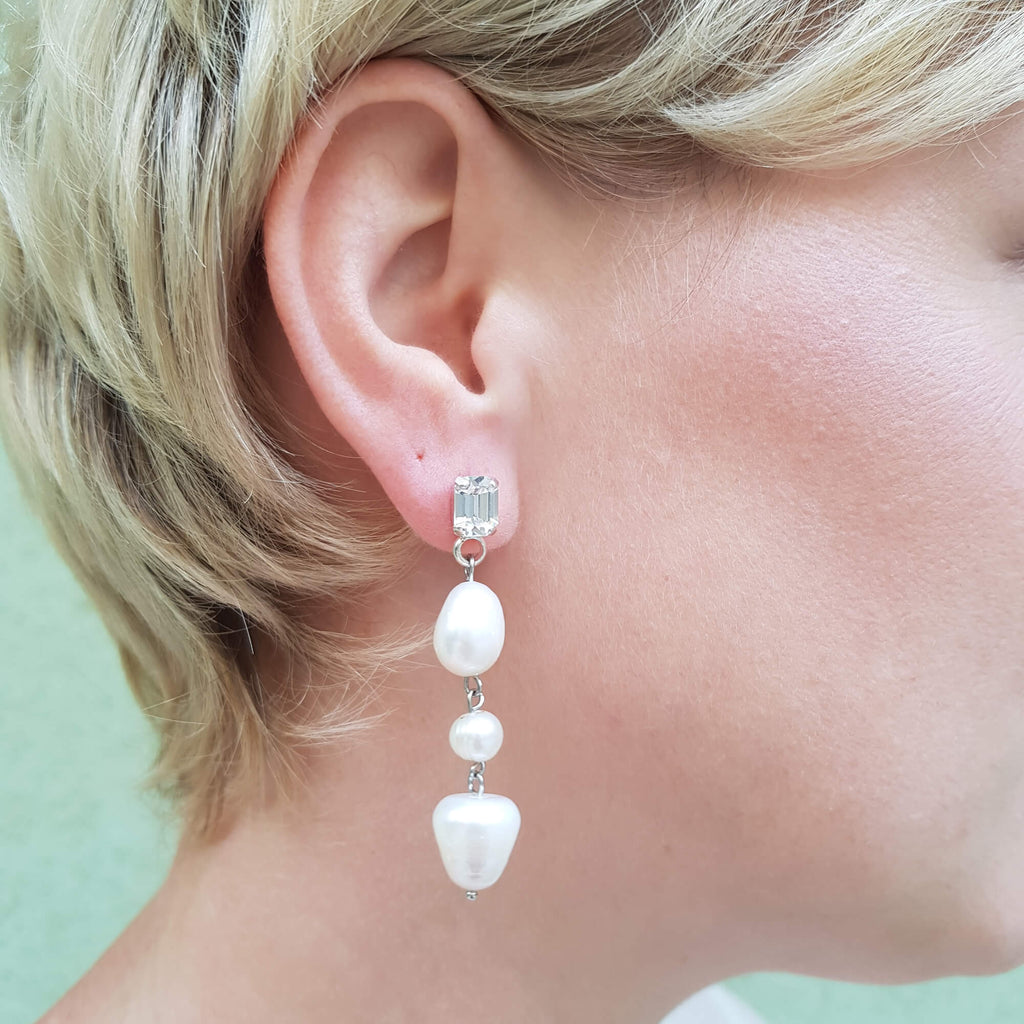 Baroque pearl dangle earrings, Tiffany earrings, Dana Mantzur