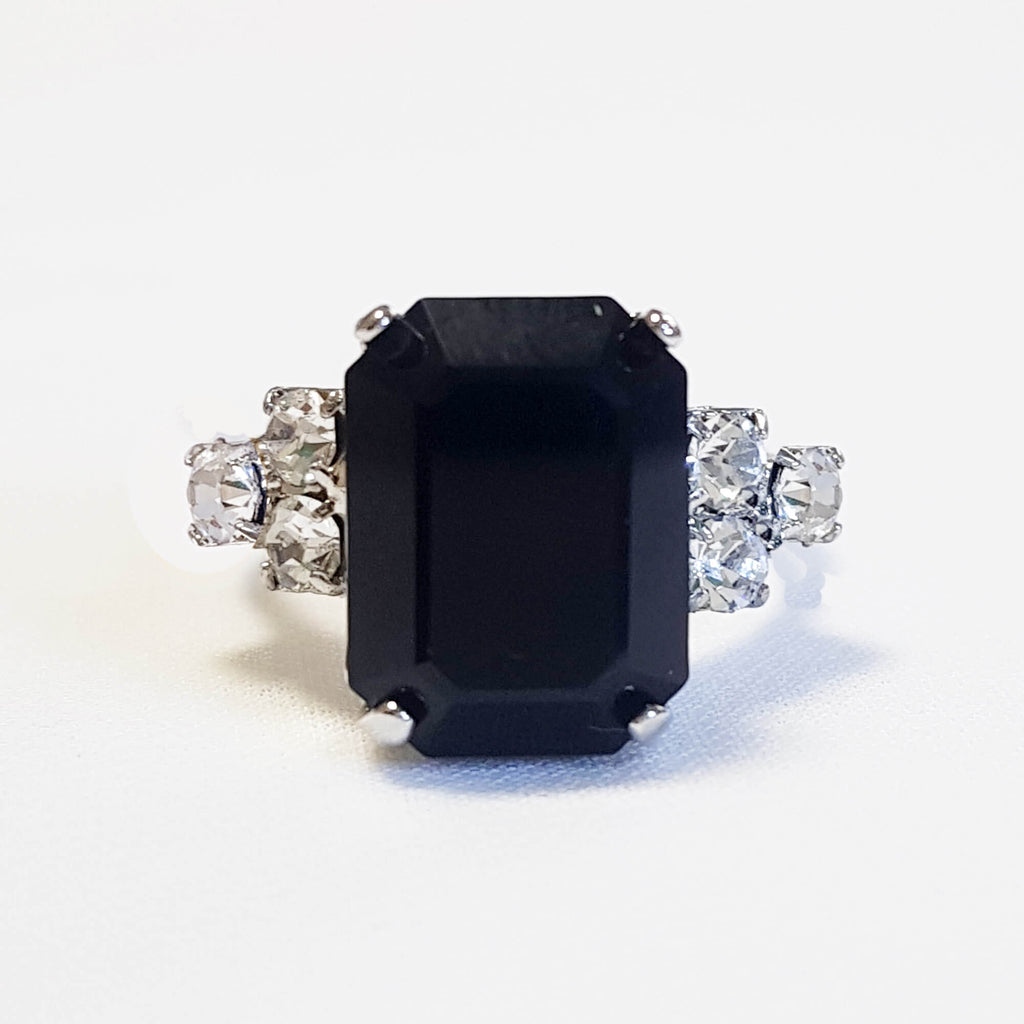 Goth Silver black ring< Elizabeth ring. Dana Mantzur