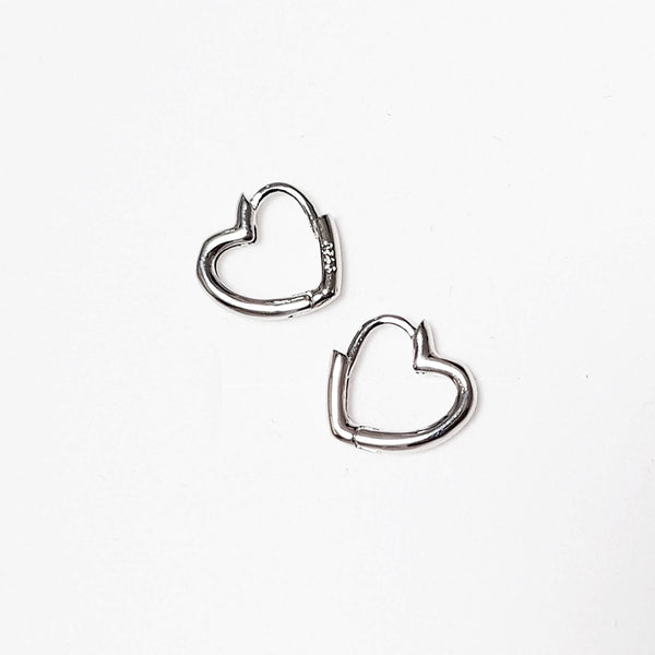 Minimal Heart huggies, Heart Hoops - Small, Dana Mantzur