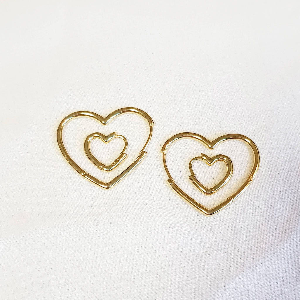 Set of 2 heart hoops, Heart hoops set, Dana Mantzur