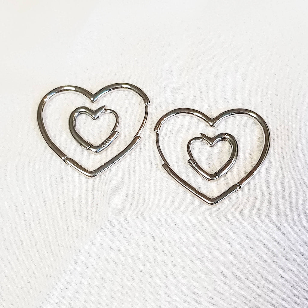 Gift idea for her, Heart hoops set, Dana Mantzur