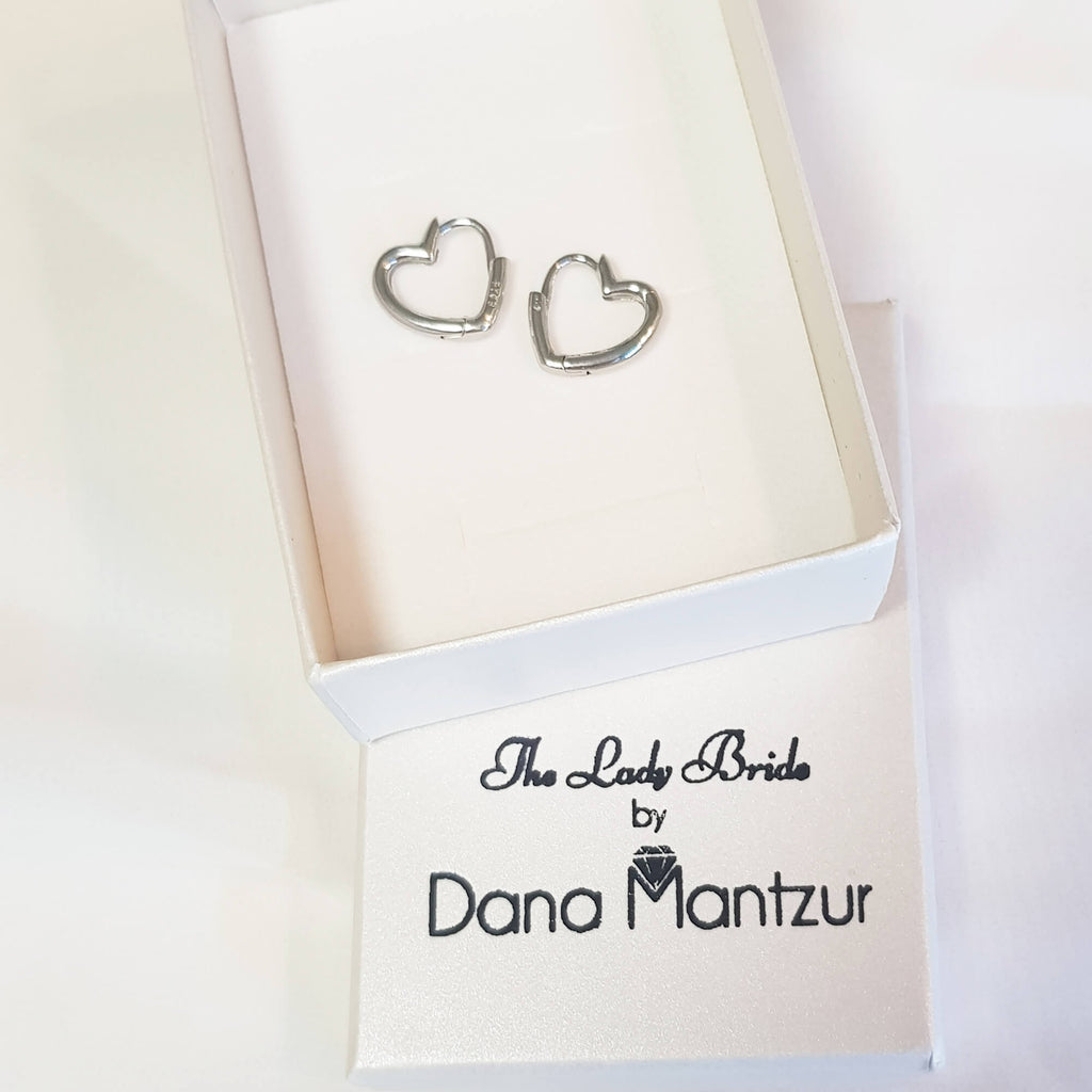 Thin Cartilage Huggies, Heart Hoops - Small, Dana Mantzur