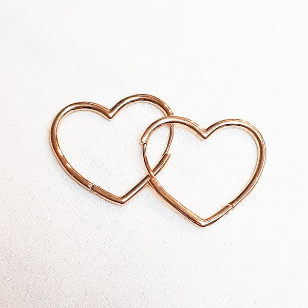 Rose gold hoop earrings Heart Hoop Earrings, Dana Mantzur