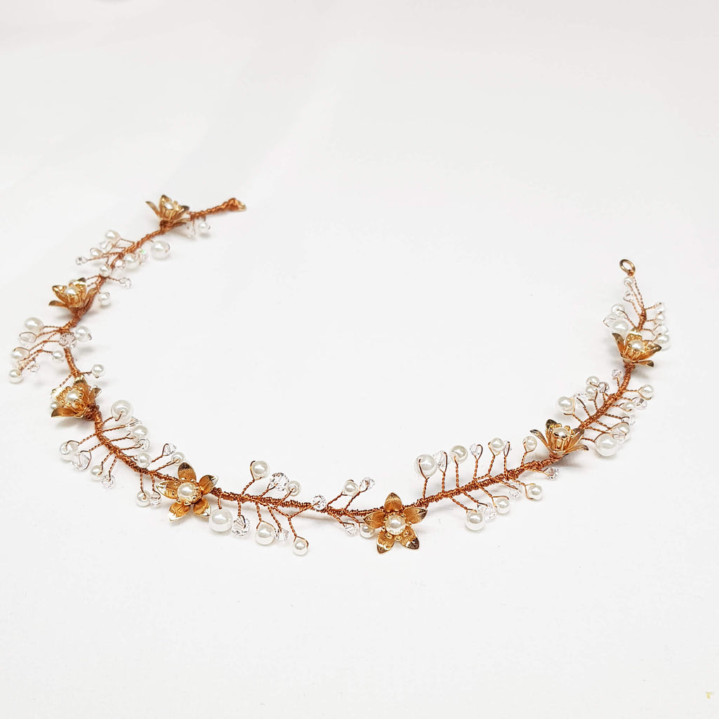 Rose gold headpiece, Lihini Hair wreath delicate, The lady bride 