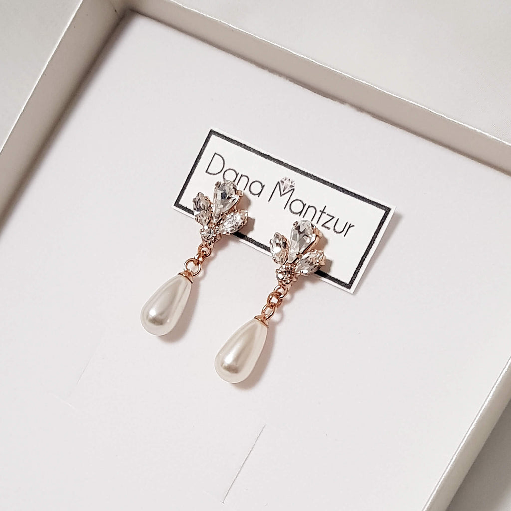 Rose gold Drop Pearl Earrings