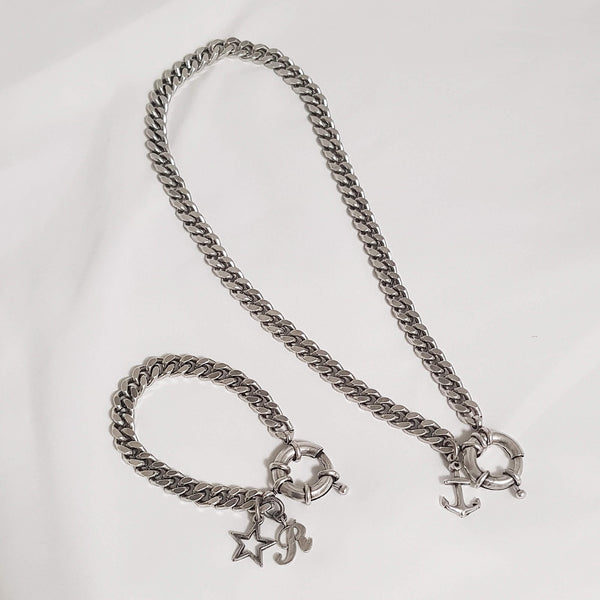 Chunky chain necklace and bracelet, Ariana and Poli set, Dana Mantzur