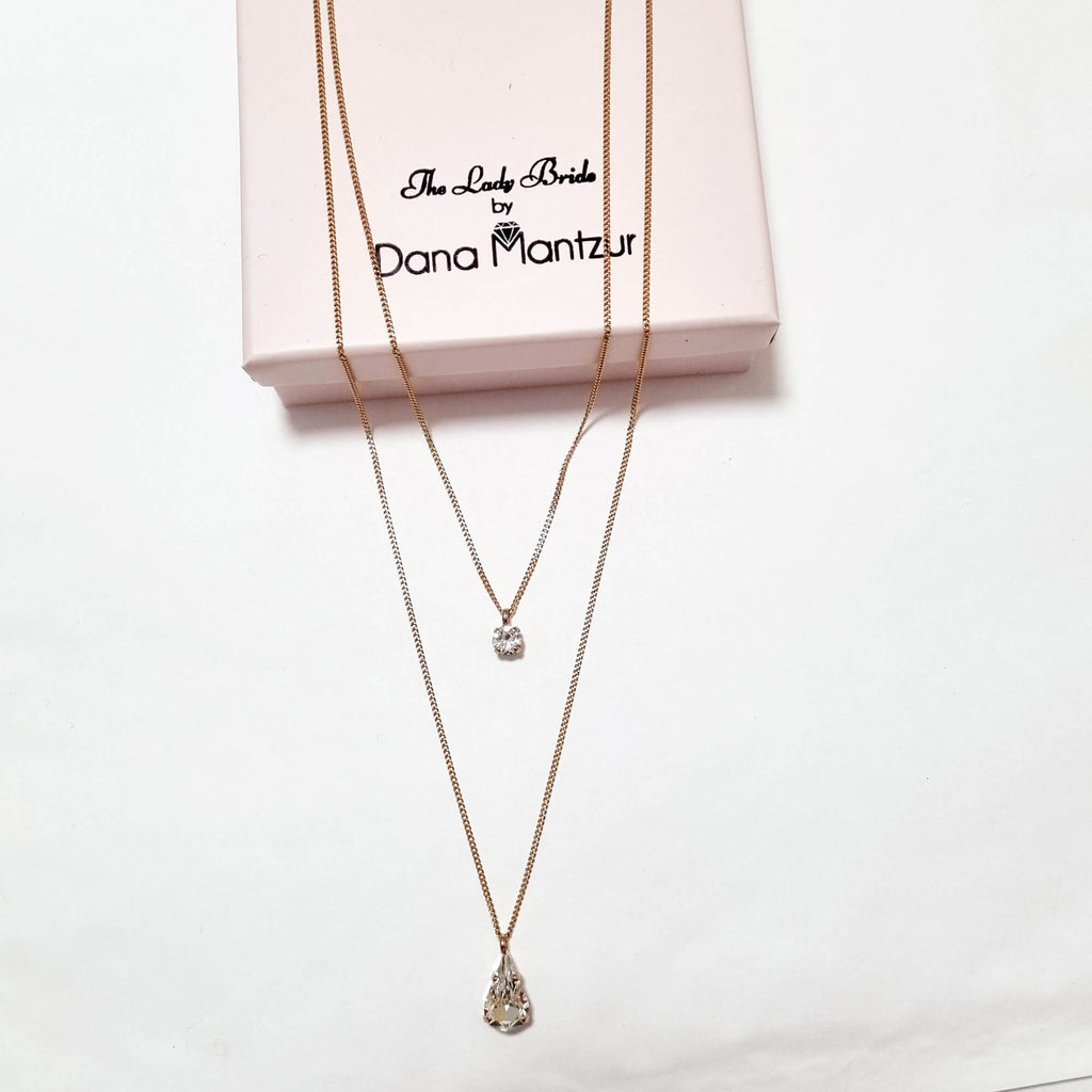 Rose gold necklace, Double Drop Necklace. The Lady Bride