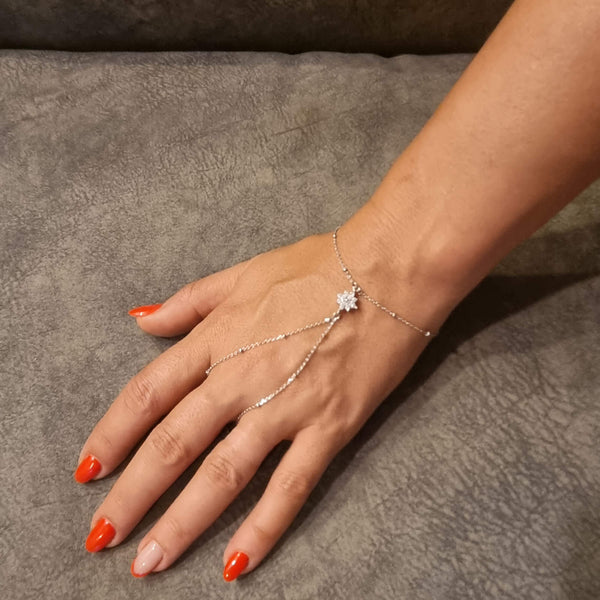 Dainty silver fingre chain, Briksdal Ring Bracelet, Dana Mantzur