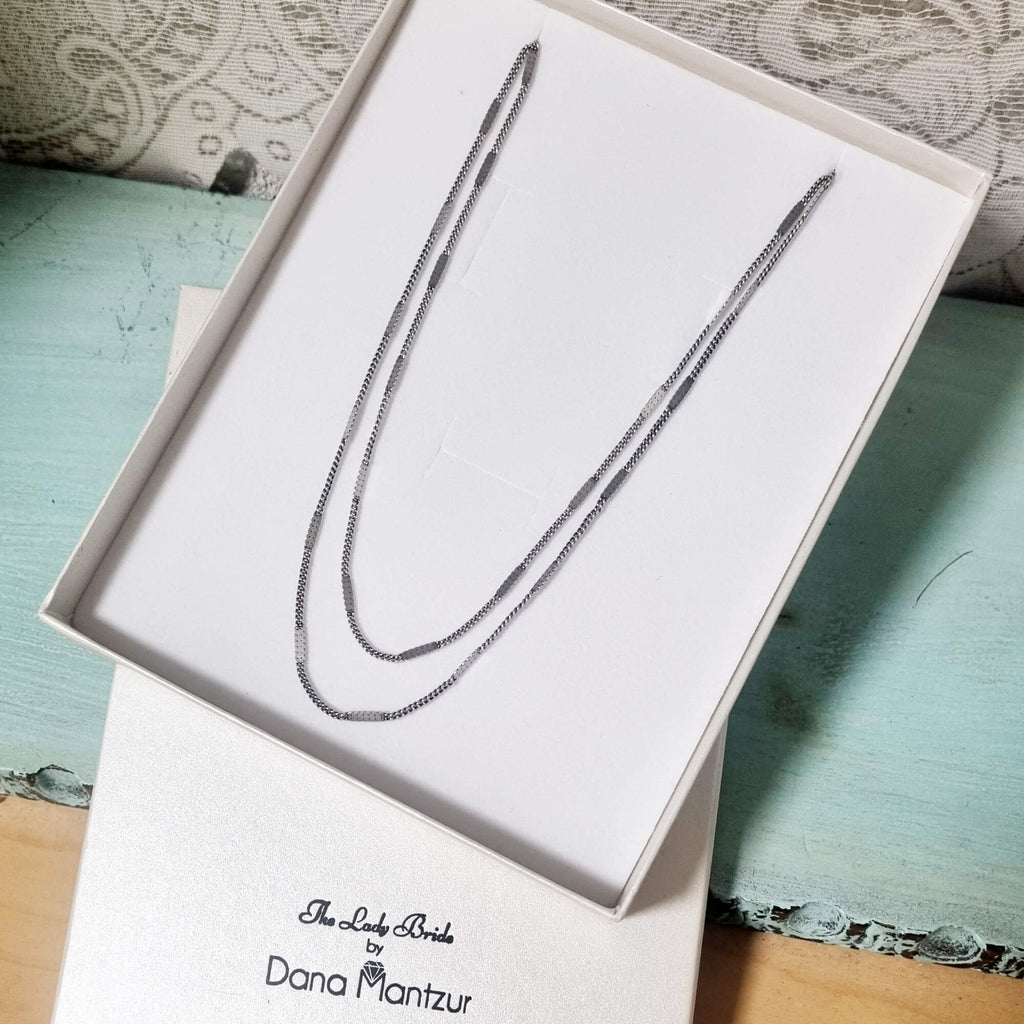 Oxidized silver dainty necklace, Layered necklace, Dana Mantzur