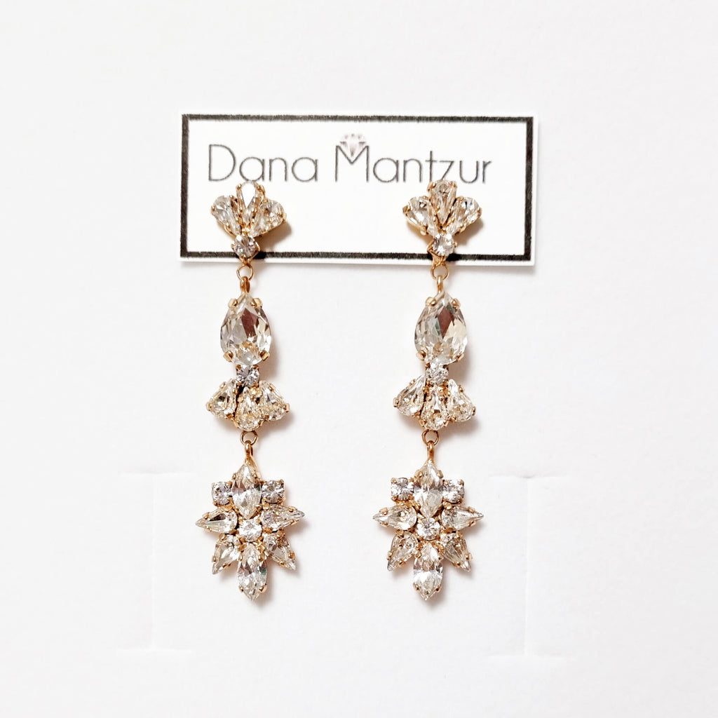 Gold crystal earrings, Melanie Earrings, The Lady Bride