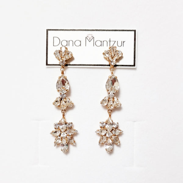 Gold crystal earrings, Melanie Earrings, The Lady Bride