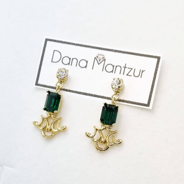 Emerald rectagular earrings, Sandy earrings, The Lady Bride