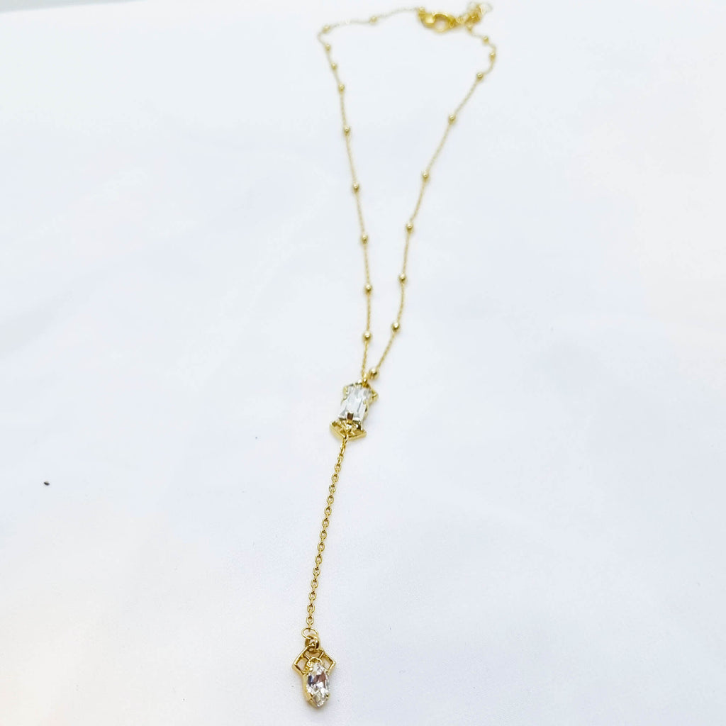 Kelly Necklace: Zirconia Y necklace  | The Lady Bride
