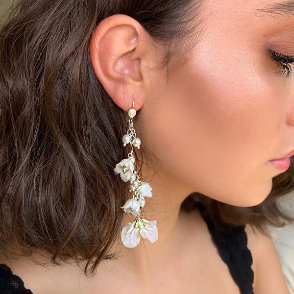 White flower earrings