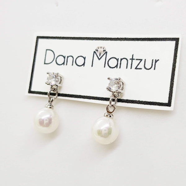 Pearl and crystal earrings, Dana Earrings, The Lady Bride
