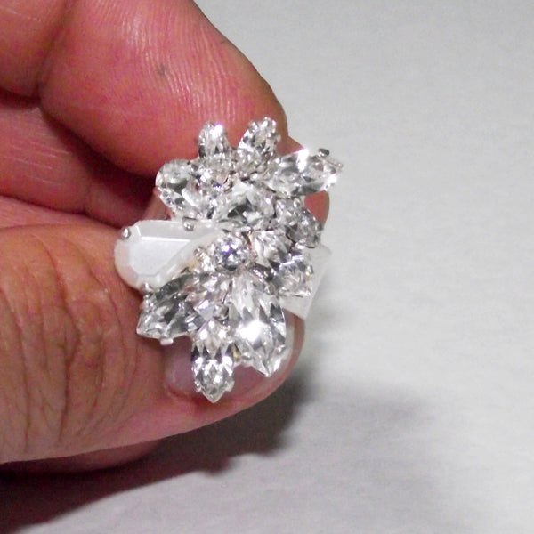 Wedding white crystal ring, Silvi ring, The lady bride