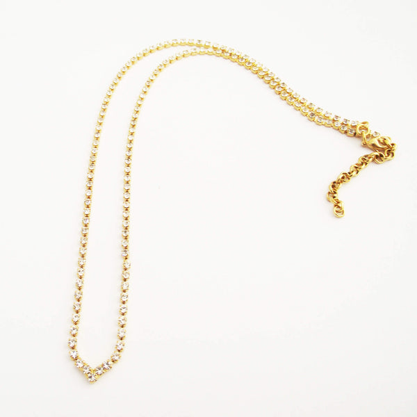 Choker V necklace, Gold Rhinestone chain | Dana Mantzur