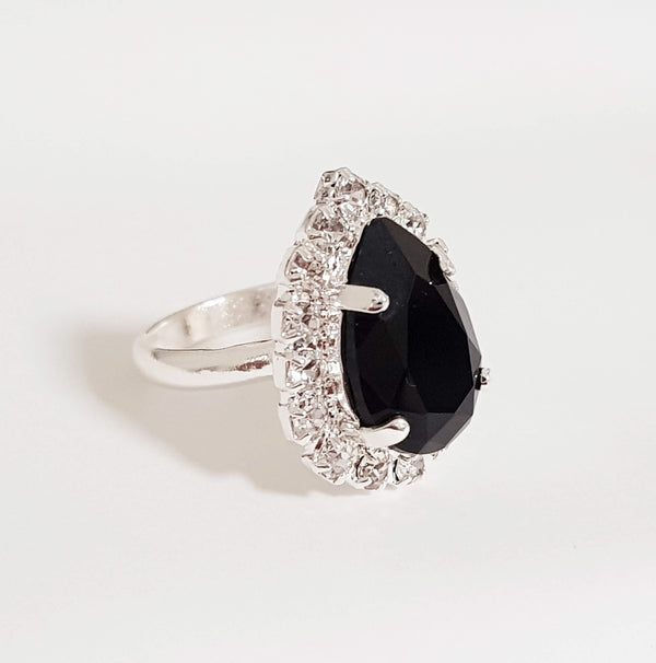 Silver swarovski crystal ring | drop ring | The Lady Bride